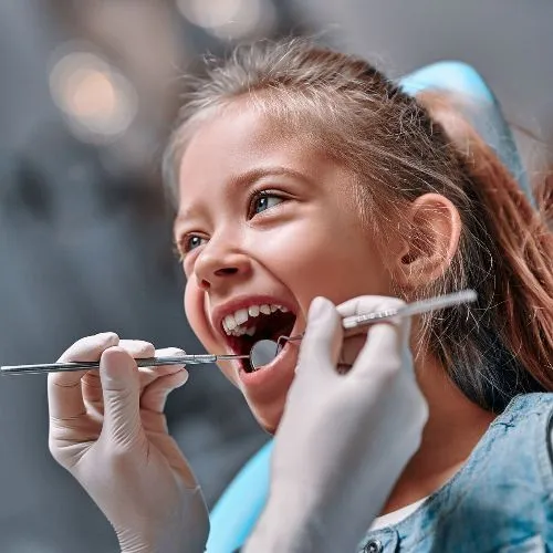 Child during a dental exam