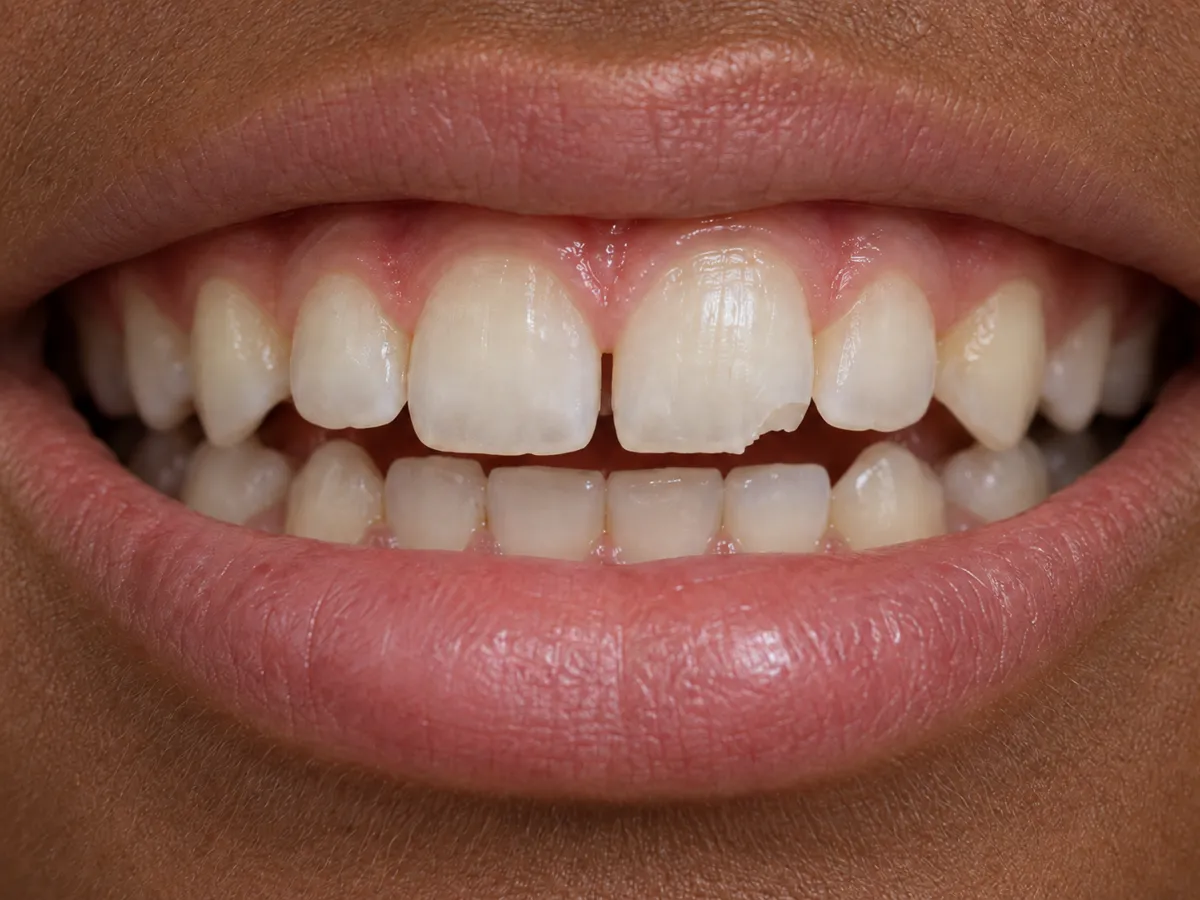 Before repair of a chipped front tooth